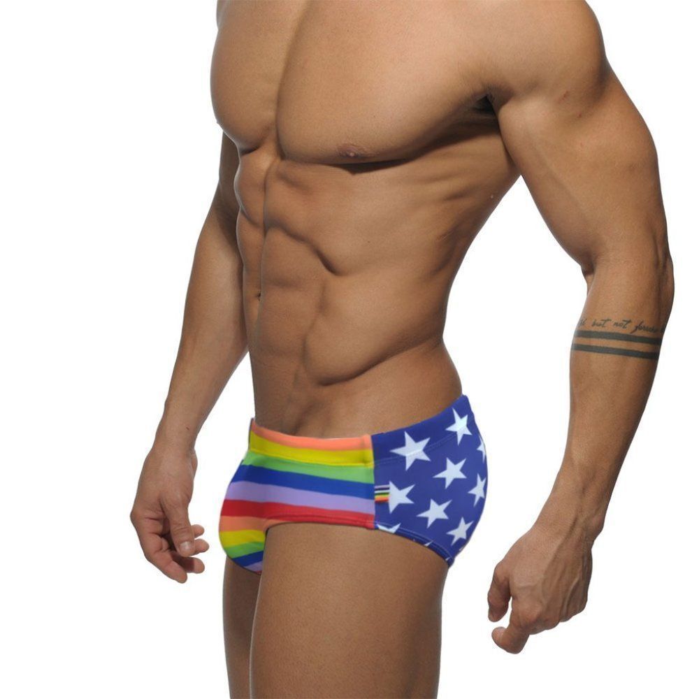 HOST PICK Men's classic speedo style pride rainbow flag swim briefs size XL - Picture 2 of 8